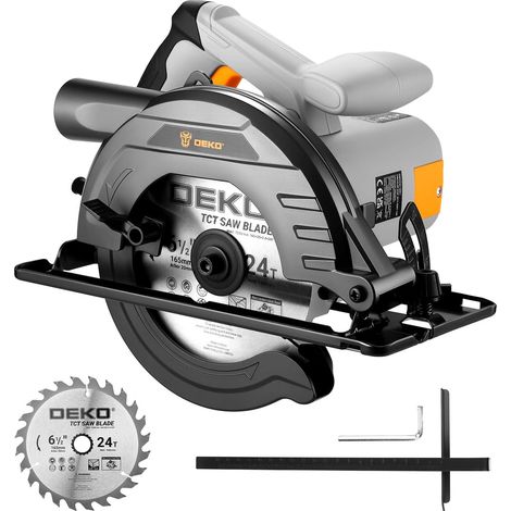 Scie Circulaire 1200W: Scies Circulaires Électriques Haute Performance avec Lame 165 mm, Coupe de précision 55 mm (90°) et 33 mm (45°), 4800 RPM, avec Rail de Guidage, Parfaite pour Bois, PVC (1/5)