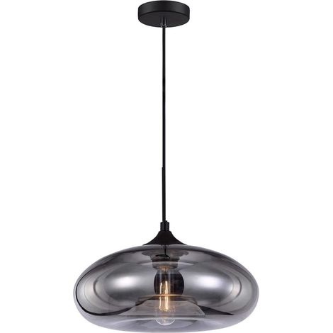 Suspension Ineasicer Vintage Industrielle Ronde en Verre Coloré, Lampe Suspendue Rétro Loft Bar E27, Lustre pour Cuisine Salle à Manger Chambre (Argent) [Classe Énergétique A+]