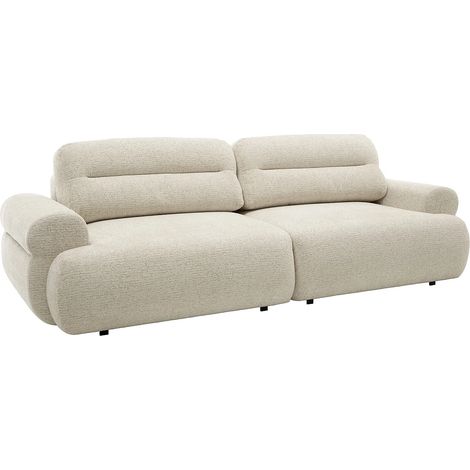 Canapé 4 places convertible en tissu chiné beige CABOLIA (1/5)