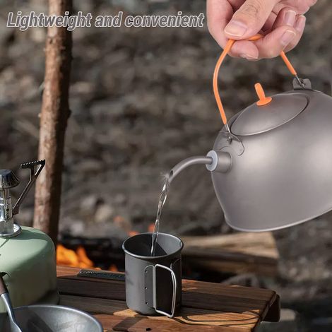 Petite bouilloire à eau chaude 0,5 l avec cafetière, bec en Ti, légère pour le camping, la randonnée, le pique-nique (1/5)