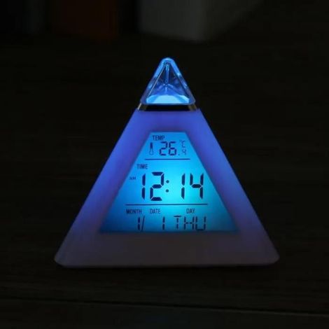 Réveil Numérique LCD - 4 Couleurs Led - Changement de couleur LED - Thermomètre intégré - Veilleuse nocturne