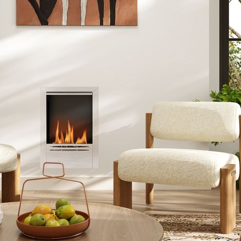 Wandmontierter Bioethanol-Kamin mit 0,9-Liter-Brenner für 3,3 Stunden Brenndauer, Einbau-Bioethanol-Kamin aus Stahl, Ethanol-Kamin für den Innenbereich mit 20 m² Abdeckung, 48 x 18 x 59 cm, Silber