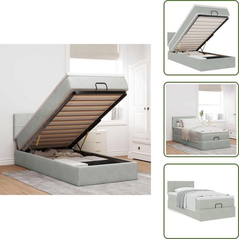 Cama hidráulica - vidaXL Estructura cama otomana colchón terciopelo gris claro 80x200cm - Colchón ensacado