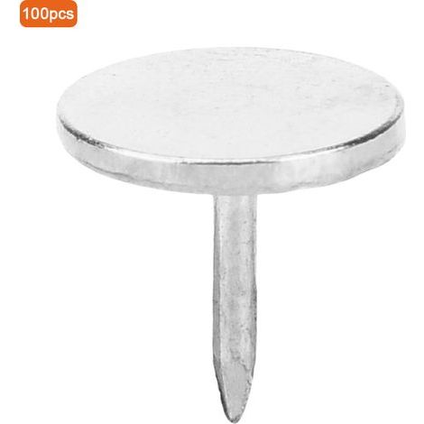 100 antike runde Polsternägel mit flachem Kopf für Möbeldekoration – Silber 9 x 8 mm (1/5)