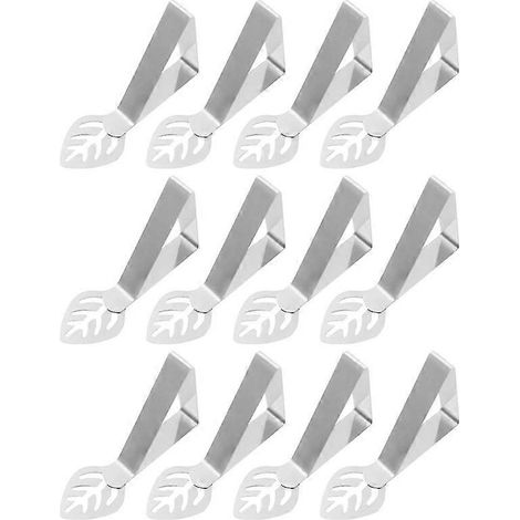 Set mit 12 blattförmigen Tischdeckenklammern, für Picknicks im Freien, robust, aus Edelstahl. (1/5)