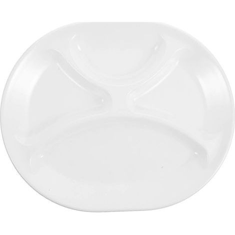 Assiette à quatre compartiments en mélamine, assiette plate, plat à compartiments pour la maison-31X25.5X2CM-White (1/3)
