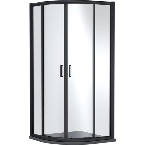 Balterley Ellenhall Quadrant Shower Enclosure with 6mm Safety Glass & 900 x 900mm Tray in Matt Black Frame, Grey Finish