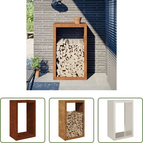 vidaXL Rangement bois - Étagère à bois 60x40x100 cm acier résistant aux intempéries (1/5)