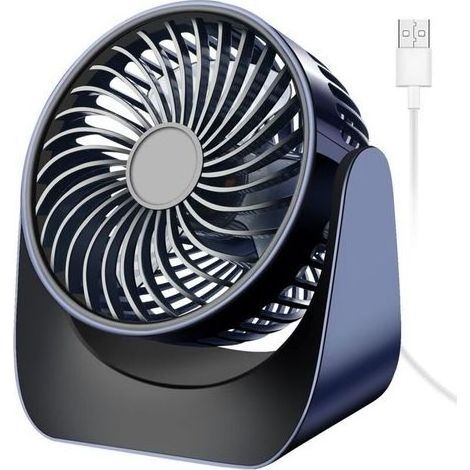 Mini ventilateur USB silencieux 3 vitesses – Rotation 360° – Moteur sans balais – Pour chambre, voiture, camping – 450g (1/5)
