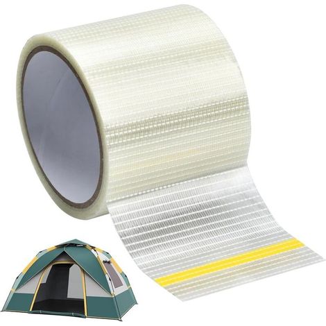 Ruban Adhésif de Réparation en Fibre de Verre 50m x 1cm Ruban de Réparation pour Auvent Imperméabletransparent Ripstop Ruban en Fibre de Verre pour Auvents de Camping-Car, Tentes (1/5)