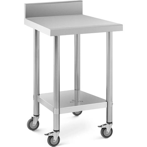 Table de travail inox premium 60 x 60 cm 120 kg dosseret acier inoxydable argenté (1/5)