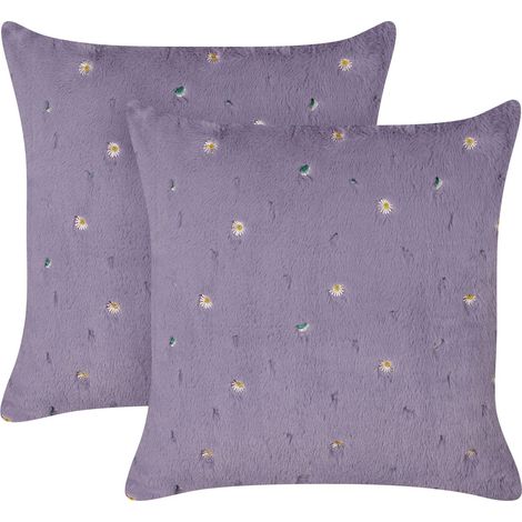 Dekokissen 2er Set LAVATERA 45 x 45 cm Violett Blumenmuster