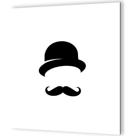Pictogramme WC Toilettes Hommes - Signalétique Dibond Aluminium - Noir sur Blanc - 20x20 cm, 3 mm épaisseur (1/5)