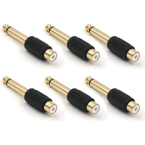 6 Pack 6.35mm Mono Male to RCA Female Audio Adapter (1/5)
