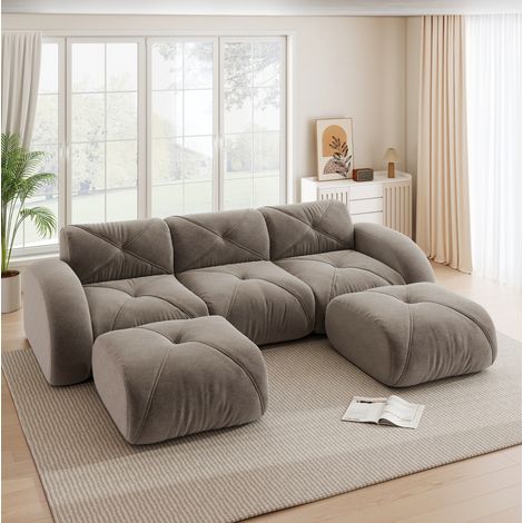 Modulsofa U-Form 3-Sitzer Chenille taupe OKMYHOME (1/5)