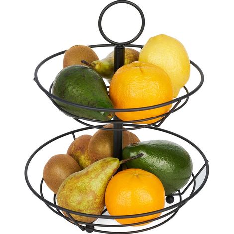 Cesta de fruta Astoria 26x26x30,5cm 2 niveles negra