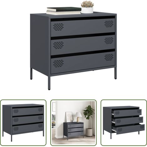 Buffet en acier -  Buffet anthracite 68x39x58,5 cm acier laminé à froid (1/5)