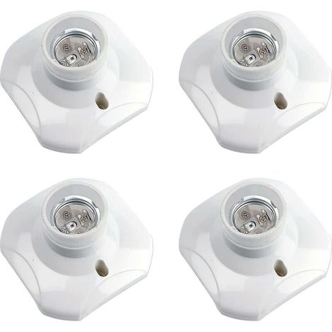 Portalámparas de techo con rosca E27, portalámparas de garaje E27, CA 220-240 V, portalámparas LED, base de techo E27, base de lámpara de plástico blanco para lámpara de pared, paquete de 4 (1/4)