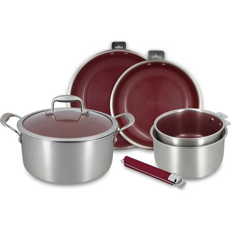 Batterie de cuisine 5 pièces en acier inoxydable avec 1 poignée, AGLAE (1/4)
