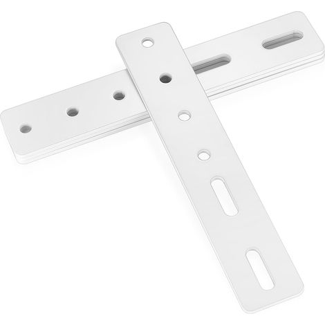 4 Pcs Plaques Perforées, Equerre Metal Perforées, Platine Plaques d'Assemblage Perforée Plates, Plaque Metal Plaque Perforée avec 6 Trous, Connecteur de Réparation de bois, Blanc, 200 x 36 mm (1/5)