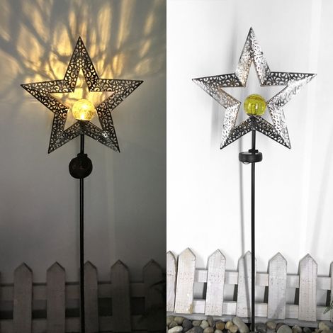 Lámpara solar de metal para exteriores, decoración de jardín, impermeable, para césped, entrada de vehículos, terraza, patio, jardín, con forma de estrella. (1/5)