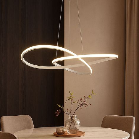 Pendelleuchte LED Esstischlampe weiß Wohnzimmerleuchte Hängelampe Designleuchte geschwungen, Aluminium, 20W 2540lm warmweiß, DxH 50x100 cm