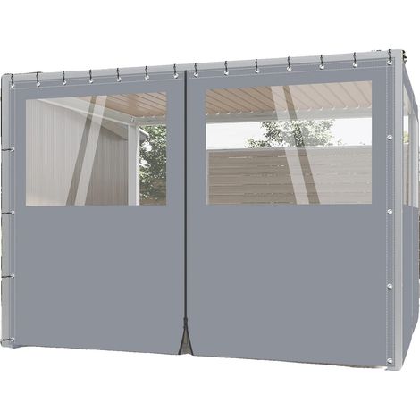 Tenda divisoria, tessuto in PVC impermeabile, ignifugo, grigio-a, 2,44x2,15 m-a (1/2)