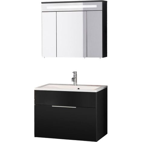 Fackelmann KARA Badmöbel Set 3-teilig, 80 cm, Anthrazit, Gussmarmor, 1 Schublade-08130 (1/5)