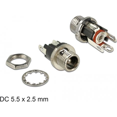 Delock Conector DC mamparo hembra de 5,5 x 2,5 x 9,5 mm