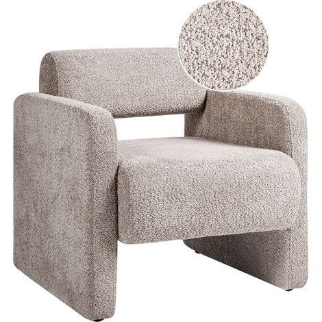 Armchair Beige Boucle Seat Retro Style HALLSBERG (1/5)