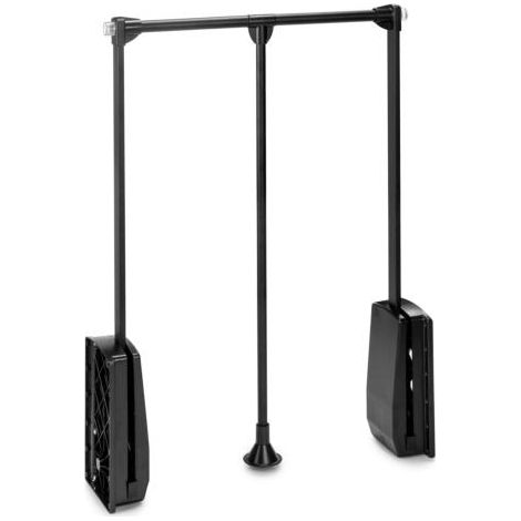 Emuca Kleiderlift für Garderoben Hang, 450 - 600, Schwarz, Stahl und Kunststoff