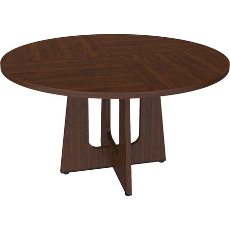 Table de salle à manger ronde modulable en MDF plaqué noyer Ø120 cm, hauteur 76 cm, pour 4 personnes (1/5)