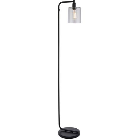 Lampadaire Complet Noir Mat, Verre Clair (1/5)