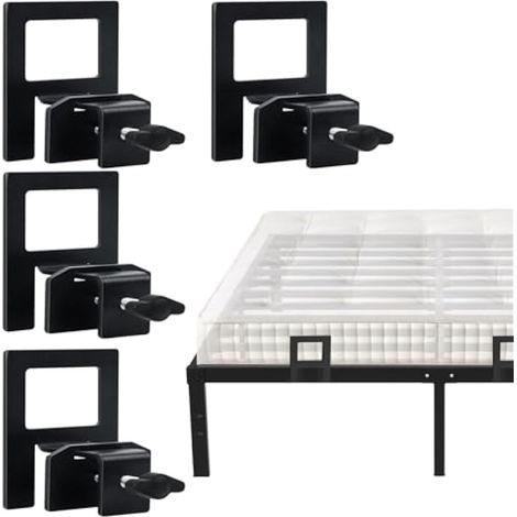 Support de matelas 4 pièces pour sommier à lattes métalliques, antidérapant, butée réglable, montage facile (1/4)