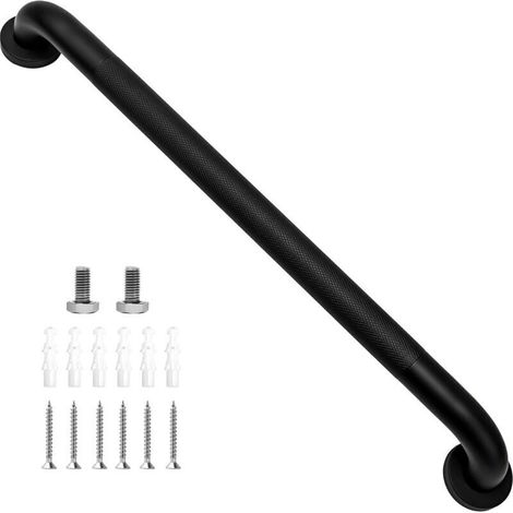 Barre d'appui pour salle de bain, barre d'appui de sécurité pour personnes âgées, barre d'appui pour baignoire, 60 cm, noire (1/4)
