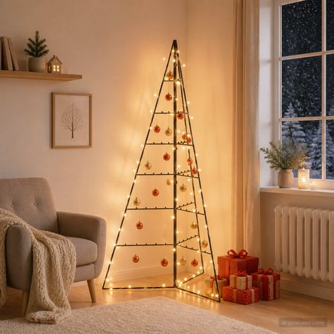 vidaXL Árbol de Navidad de metal KUOPIO 140 cm Blanco Cálido Acero (1/5)
