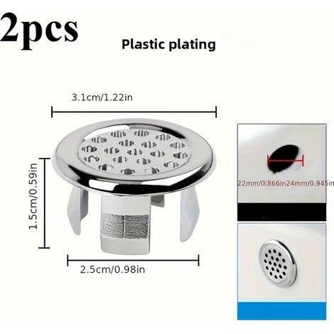 2 pièces : Couvre-drain élégant en acier inoxydable pour évier avec bouton décoratif - anti-fuite, bouchons d'évier pour salle de bain et cuisine faciles à installer, design stylé d'éviers modernes (1/5)