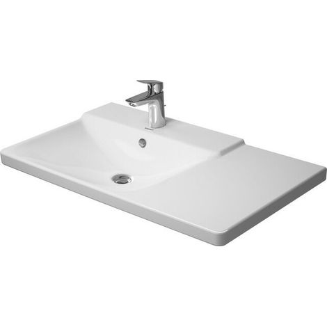 Duravit P3 Comforts mueble lavabo lavabo izquierdo con plataforma para grifo rebosadero 850x500mm 1 orificio para grifería blanco