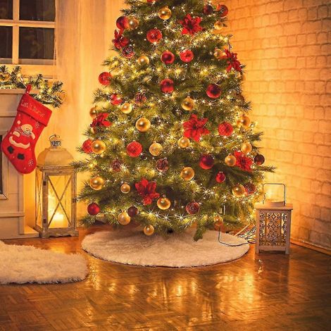 Tapis de sapin de Noël, 90 cm, protège-pieds de sapin (blanc), décoration de sapin de Noël (1/5)