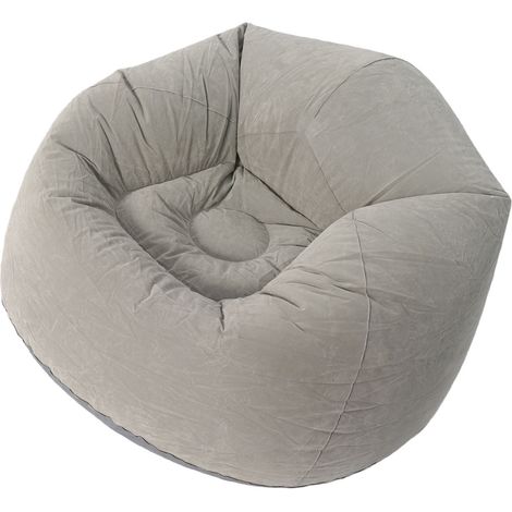 Fauteuil gonflable une place, canapé en PVC floqué, fauteuil lounge gonflable pour salon, chambre, bureau, voyage, gris clair (1/5)