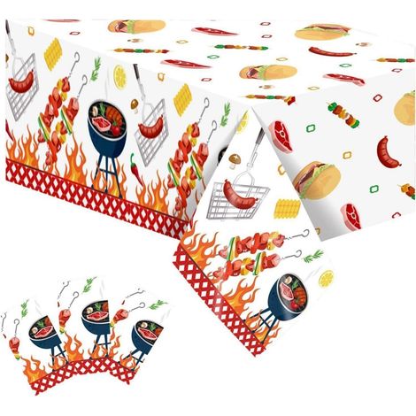 Set de 3 nappes de table de grill 220x130cm pour décoration de fête BBQ en extérieur