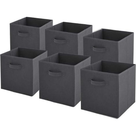 Lot de 6 paniers pliables en tissu gris clair 31 x 31 x 31 cm