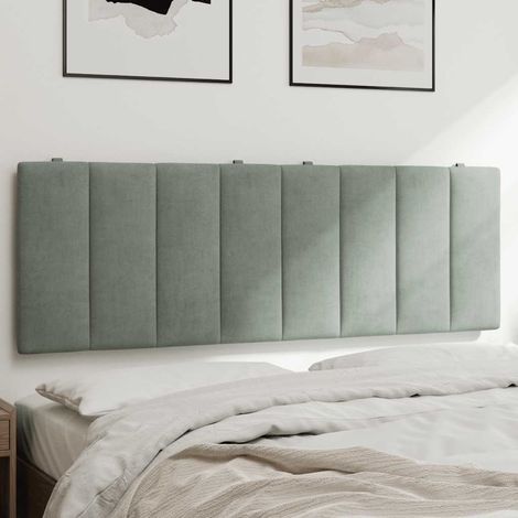 Coussin tête de lit 140 cm en velours gris clair avec rembourrage en mousse - PANGIVO (1/5)