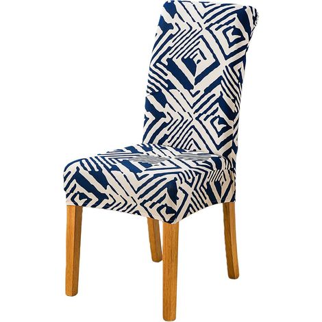 Housse de Chaise, 6 Pieces Extensible Amovible Lavable Moderne Plaid Bleu (1/5)