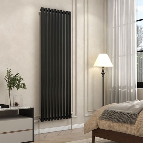 AVER-GROWTH Black Radiator Vertical Oval Column Single Panel Rad 1800x590mm (1/5)