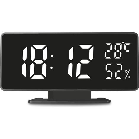 GREEN BLUE GB395 HORLOGE AVEC ALARME ET THERMOMÈTRE HYGROMÈTRE NOIR