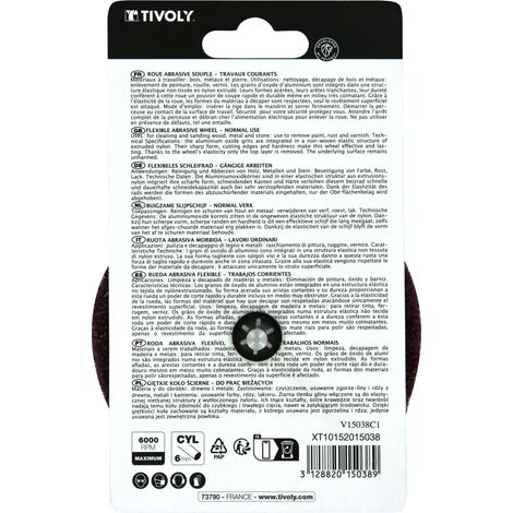 Tivoly • Ruota in SCHIUMA ABRASIVA per trapano avvitatore Dim Ø100x45mm / Gr: 80 / gambo 6mm