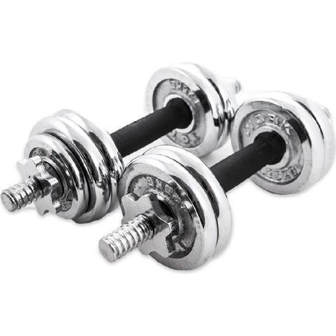 TRADE SHOP - Coppia Manubri Dumbbell Componibili 15kg Pesi Palestra Fitness Bodybuilding -