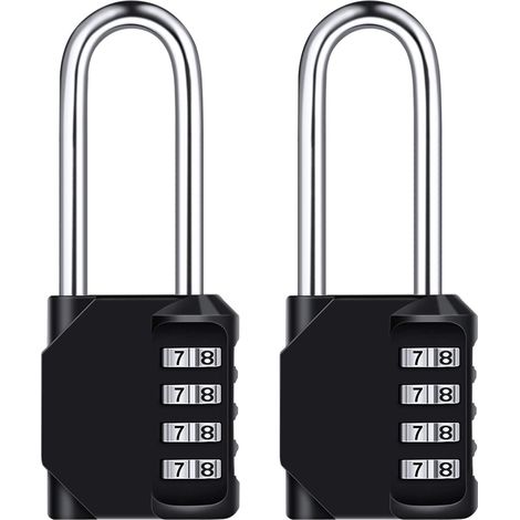 Lot de 2 cadenas à combinaison à 4 chiffres, de 6,25 cm de long, idéaux pour les écoles, les gymnases et les casiers. (1/4)