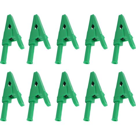 Pince de test électrique 20mm, lot de 10, clips de mesure avec douille 4mm, conductivité optimale, sécurité renforcée, vert, pour circuits et câblage. (1/5)